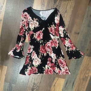 Floral Black and Pink Dress